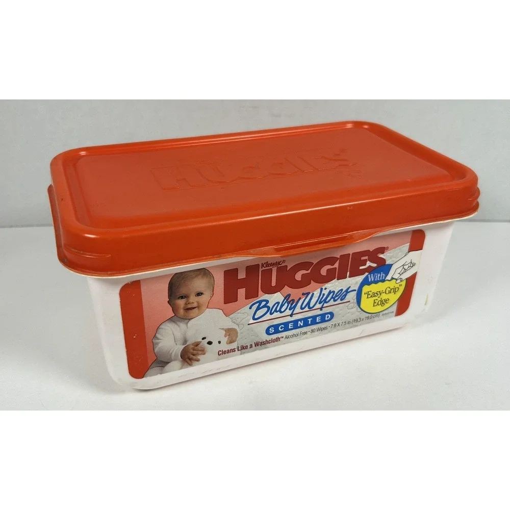 VTG 90's Huggies Baby Wipes Plastic Container Red Lid Empty Movie Prop Collector